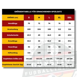 Size Chart for Adult Play Kit