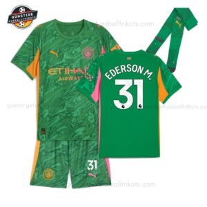 Manchester EDERSON M. 31 City Grünes Torwarttrikot-Set für Kinder 2025/26