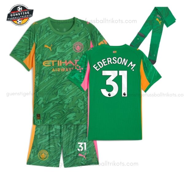 Manchester EDERSON M. 31 City Grünes Torwarttrikot-Set für Kinder 2025/26