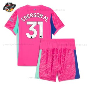 Manchester City EDERSON M. 31 Rosa Torwart Kinder Set 25_26-back view