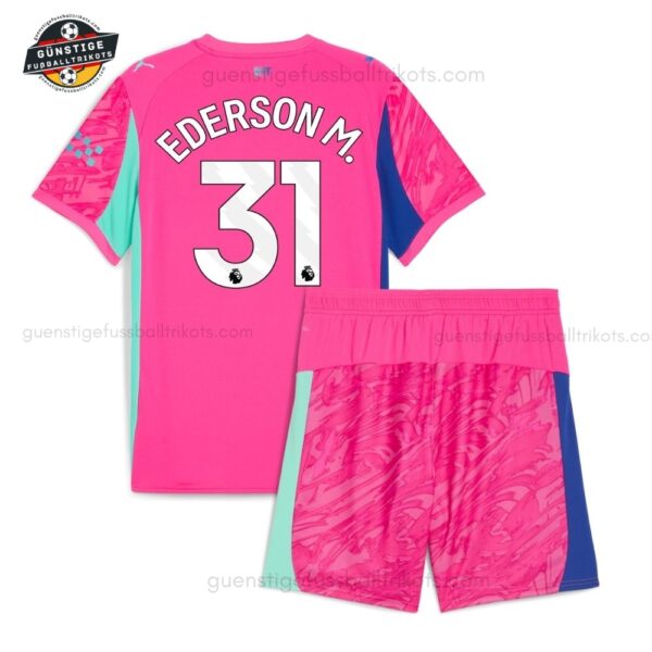 Manchester EDERSON M. 31 City Rosa Torwarttrikot-Set für Kinder 2025/26