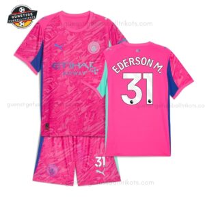 Manchester City EDERSON M. 31 Rosa Torwart Kinder Set 25_26-front view