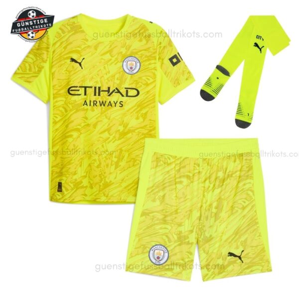 Manchester EDERSON M. 31 City Gelbes Torwarttrikot-Set für Kinder 2025/26