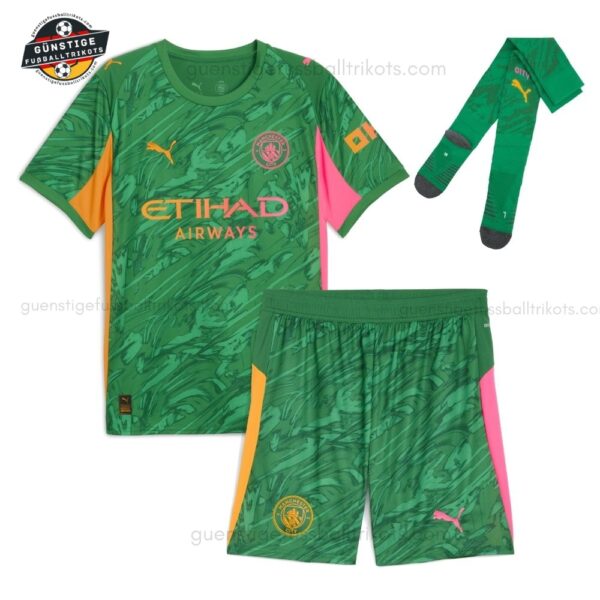 Manchester EDERSON M. 31 City Grünes Torwarttrikot-Set für Kinder 2025/26