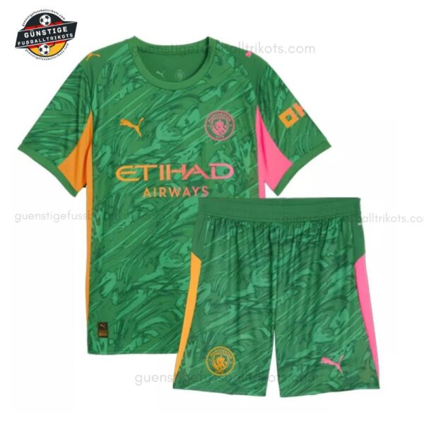 Manchester City Grünes Torwarttrikot-Set für Kinder 2025/26