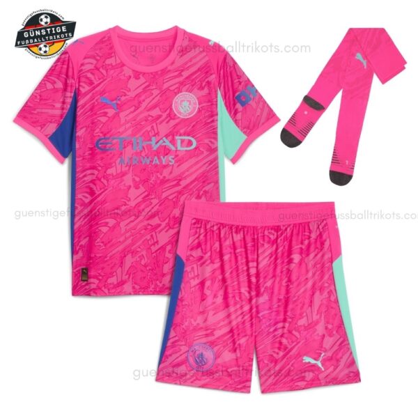 Manchester City Rosa Torwarttrikot-Set für Kinder 2025/26