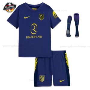 Atletico Madrid Auswärtstrikot Kinder Set 25_26-front view with socks