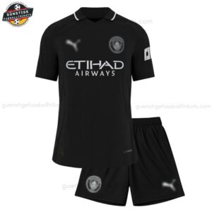 Manchester City Schwarzes Drittes Trikot-Set für Kinder 2025/26