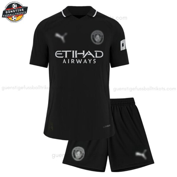 Manchester City Schwarzes Drittes Trikot-Set für Kinder 2025/26