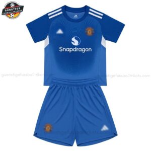 Manchester United Blaues Torwarttrikot-Set für Kinder 2025/26
