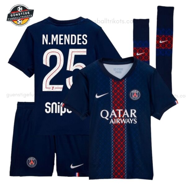 Paris Saint Germain N.MENDES 25 Heimtrikot-Set für Kinder 2025/26