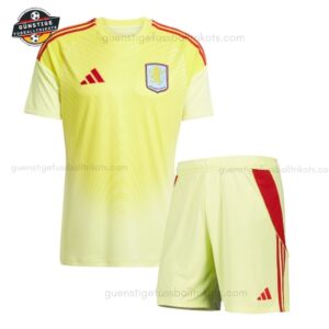 Aston Villa gelbes Torwarttrikot Kinder Set 25_26-front view