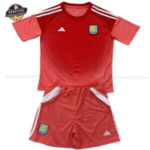 Aston Villa Rotes Torwarttrikot-Set für Kinder 2025/26