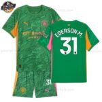 Manchester City EDERSON M. 31 Grünes Torwarttrikot-Set für Kinder 2025/26
