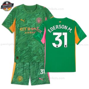 Manchester City EDERSON M. 31 Grünes Torwarttrikot-Set für Kinder 2025/26