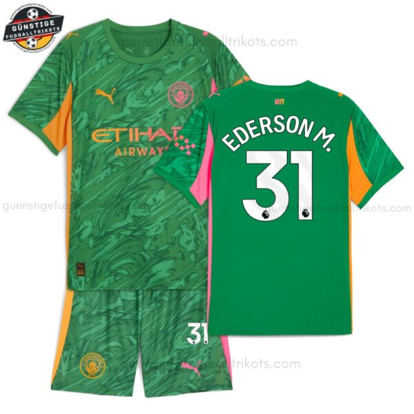 Manchester City EDERSON M. 31 Grünes Torwarttrikot-Set für Kinder 2025/26