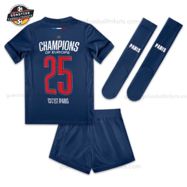 Paris Saint Germain Europe Champions Trikot mit 1 Stern-Set für Kinder 2024/25