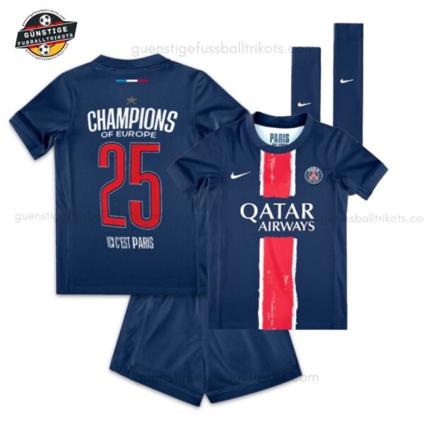 Paris Saint Germain Europe Champions Trikot mit 1 Stern-Set für Kinder 2024/25