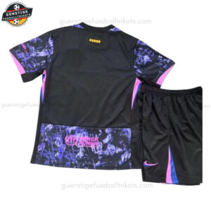 Barcelona Lila-Schwarzes Sonderedition Fußballtrikot Kinder Set 25/26 - Back view