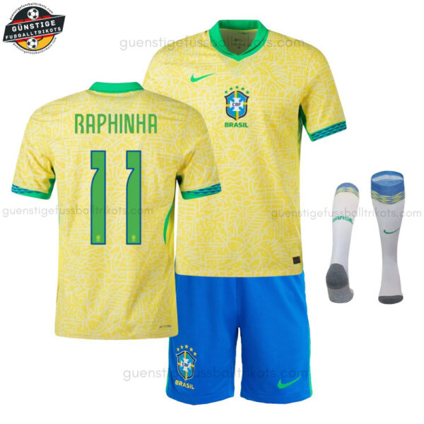 Brasilien Vini RAPHINHA 11 Heimtrikot-Set für Kinder 2024/25