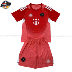 Inter Miami Rotes Torwart Fußballtrikot Kinder Set 25/26 - Front view