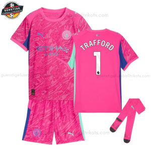 Manchester City TRAFFORD 1 Rosa Torwarttrikot-Set für Kinder 2025/26