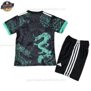 Real Madrid Schwarzer Drache Sonder Fußballtrikot Kinder Set 25/26 - Back view