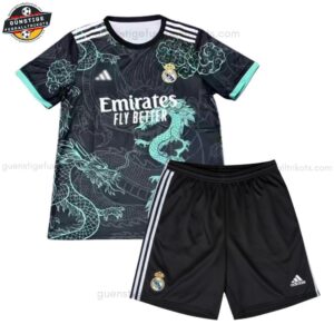 Real Madrid Schwarzer Drache Sondertrikot-Set für Kinder 2025/26