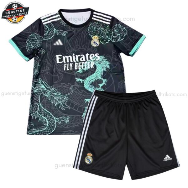 Real Madrid Schwarzer Drache Sondertrikot-Set für Kinder 2025/26