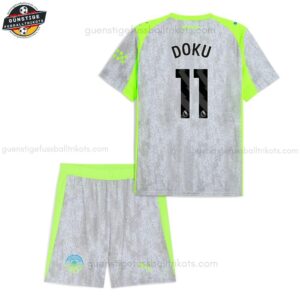Manchester City DOKU 11 Ausweich Fußballtrikot Kinder Set 25/26 - Back view