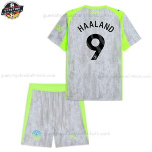 Manchester City HAALAND 9 Ausweich Fußballtrikot Kinder Set 25/26 - Back view