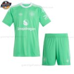 Manchester United Grün Torwarttrikot Kinder Set 2025/26