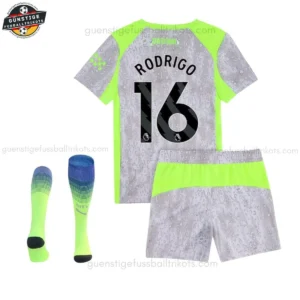 Manchester City RODRIGO 16 Ausweich Fußballtrikot Kinder Set 25/26 - Back view