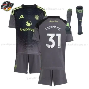 Manchester United LAMMENS 31 Schwarz Torwarttrikot Kinder Set 2025/26