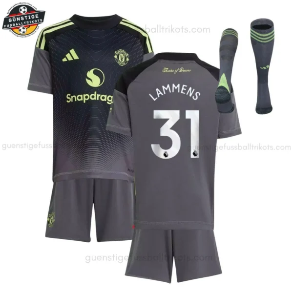 Manchester United LAMMENS 31 Schwarz Torwarttrikot Kinder Set 2025/26