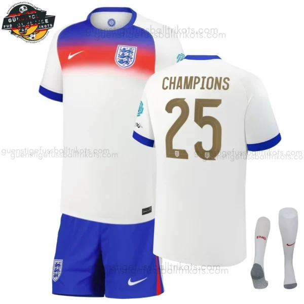 England Lionesses CHAMPIONS 25 Heimtrikot-Set für Kinder 2025/26